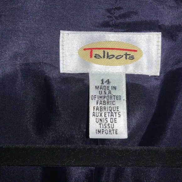 Vintage Talbots Silk Blend Houndstooth Blazer jacket Sz 14 navy blue & off white - Picture 3 of 8